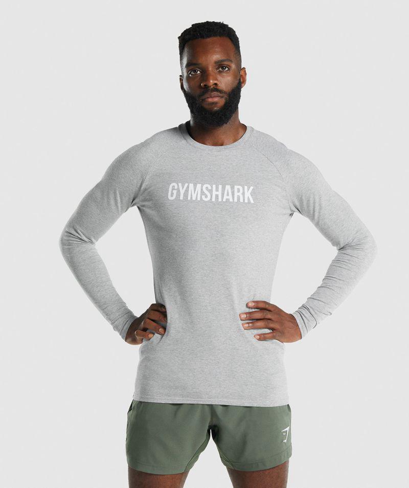 T-Shirts Gymshark Apollo Long Sleeve Panske Svetlo Siva  SK |  0658-MKLAQ