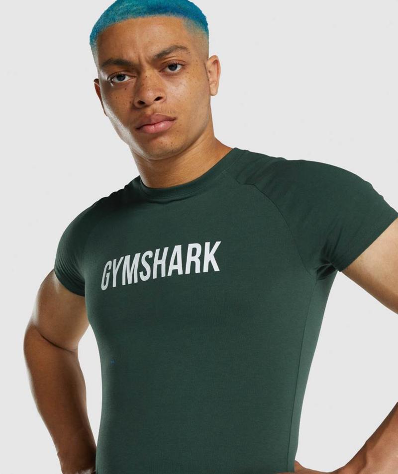 T-Shirts Gymshark Apollo Panske Tmavo Zelene  SK |  4825-JFWVM