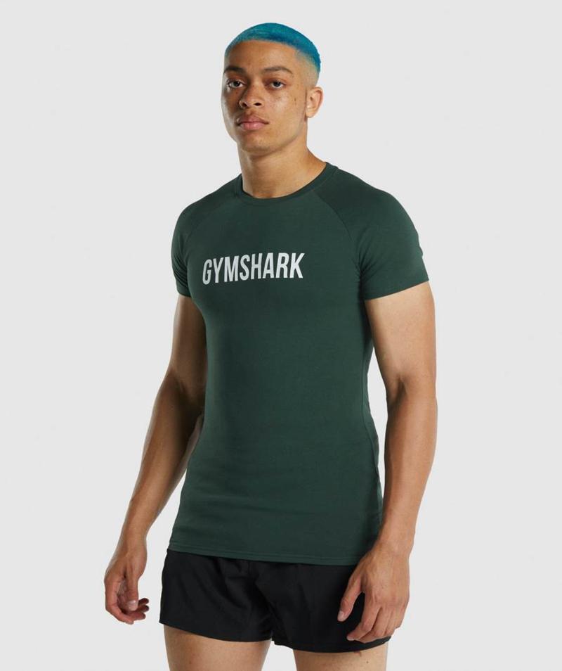 T-Shirts Gymshark Apollo Panske Tmavo Zelene  SK |  4825-JFWVM